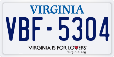 VA license plate VBF5304