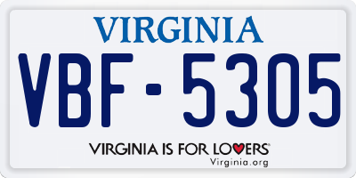 VA license plate VBF5305