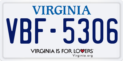 VA license plate VBF5306