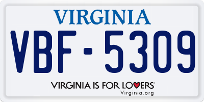 VA license plate VBF5309