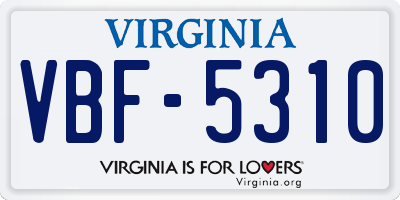 VA license plate VBF5310