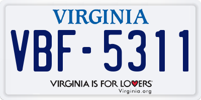 VA license plate VBF5311