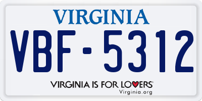 VA license plate VBF5312