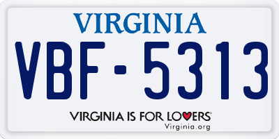 VA license plate VBF5313