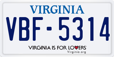 VA license plate VBF5314