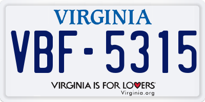 VA license plate VBF5315
