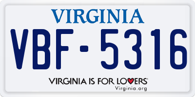 VA license plate VBF5316