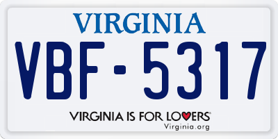VA license plate VBF5317