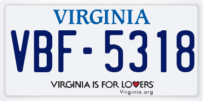 VA license plate VBF5318