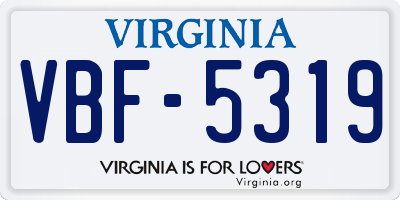 VA license plate VBF5319