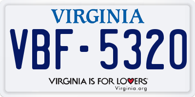 VA license plate VBF5320