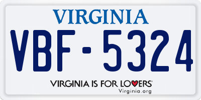 VA license plate VBF5324