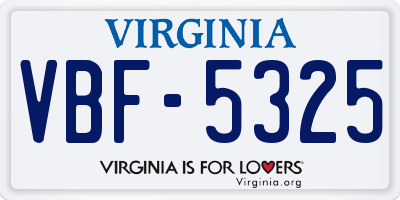 VA license plate VBF5325