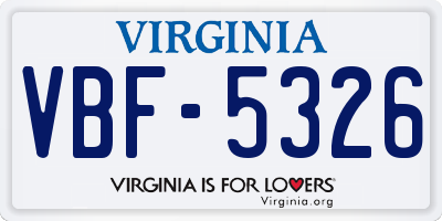 VA license plate VBF5326