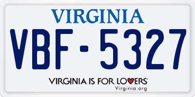 VA license plate VBF5327