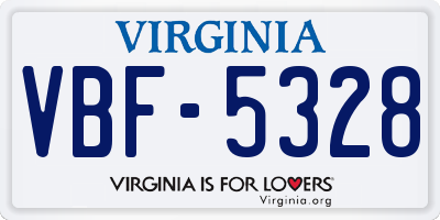 VA license plate VBF5328