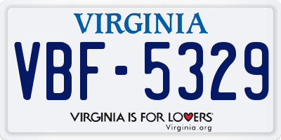 VA license plate VBF5329