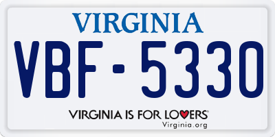 VA license plate VBF5330