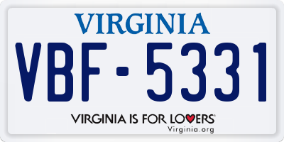 VA license plate VBF5331