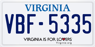 VA license plate VBF5335