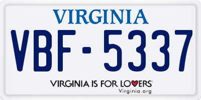 VA license plate VBF5337