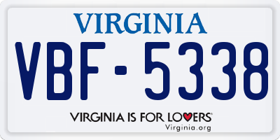 VA license plate VBF5338