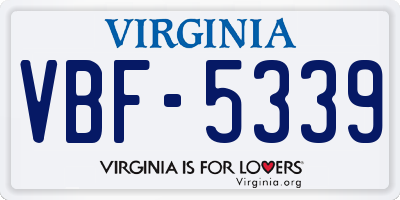 VA license plate VBF5339