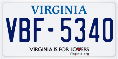 VA license plate VBF5340