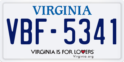 VA license plate VBF5341
