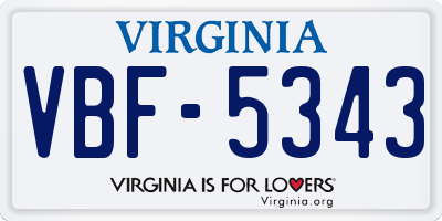 VA license plate VBF5343