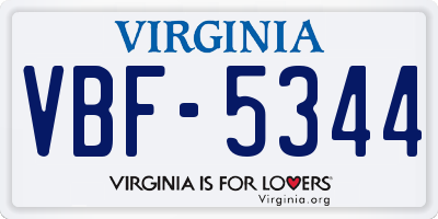 VA license plate VBF5344