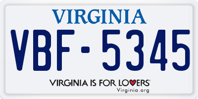 VA license plate VBF5345
