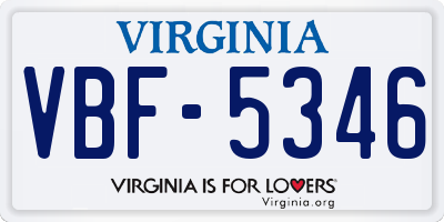 VA license plate VBF5346