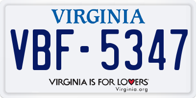 VA license plate VBF5347