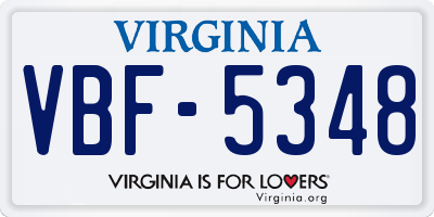 VA license plate VBF5348