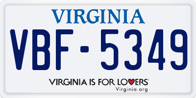 VA license plate VBF5349