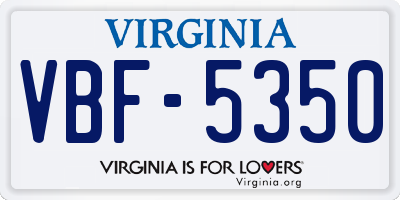 VA license plate VBF5350