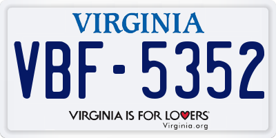 VA license plate VBF5352