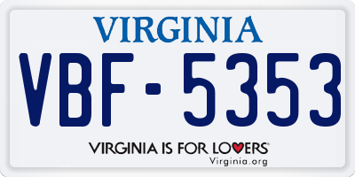 VA license plate VBF5353