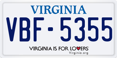 VA license plate VBF5355