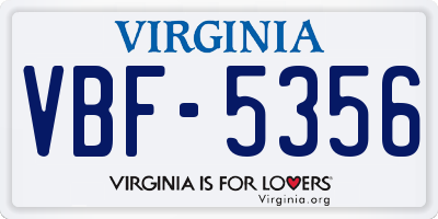 VA license plate VBF5356