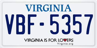 VA license plate VBF5357