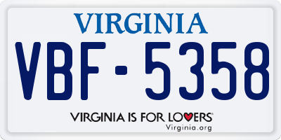 VA license plate VBF5358