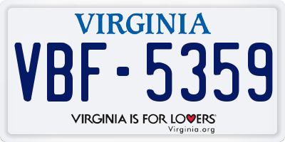 VA license plate VBF5359