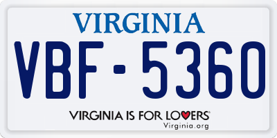 VA license plate VBF5360