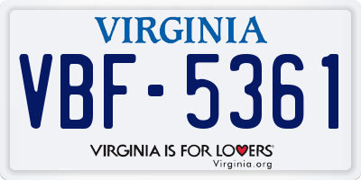 VA license plate VBF5361