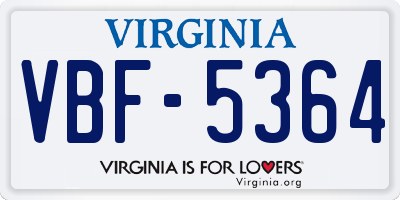 VA license plate VBF5364