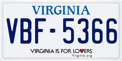 VA license plate VBF5366