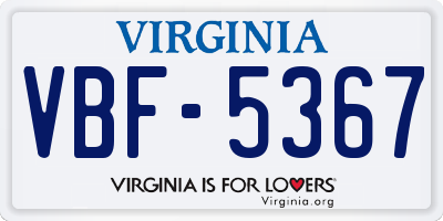VA license plate VBF5367