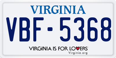 VA license plate VBF5368